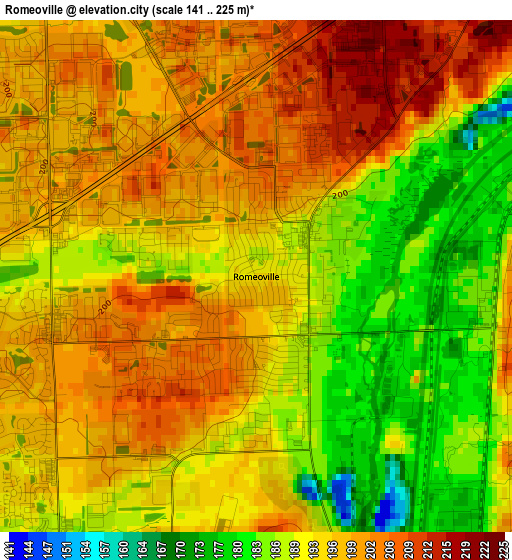 Romeoville elevation map