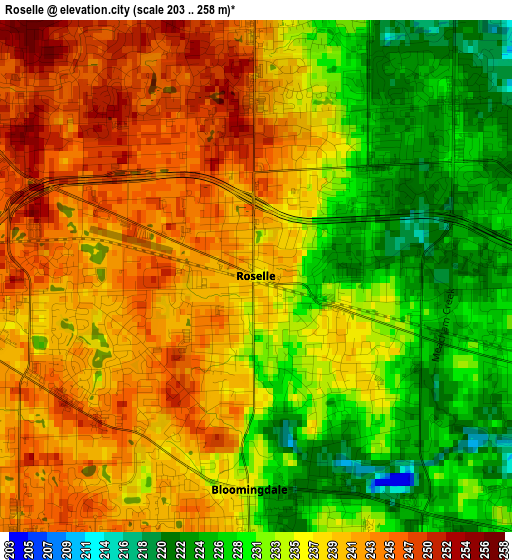 Roselle elevation map