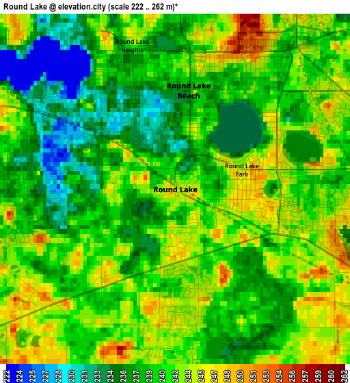 Round Lake elevation map