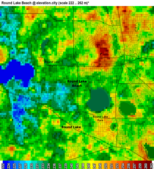 Round Lake Beach elevation map