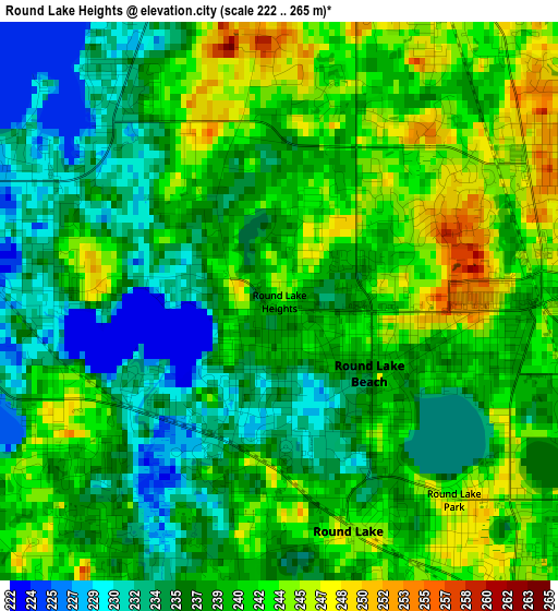 Round Lake Heights elevation map