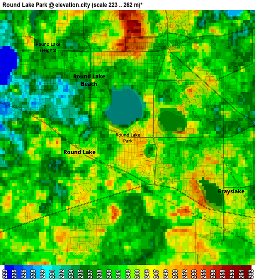 Round Lake Park elevation map