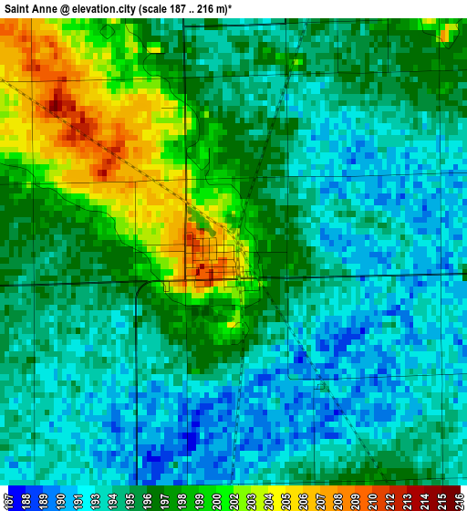 Saint Anne elevation map