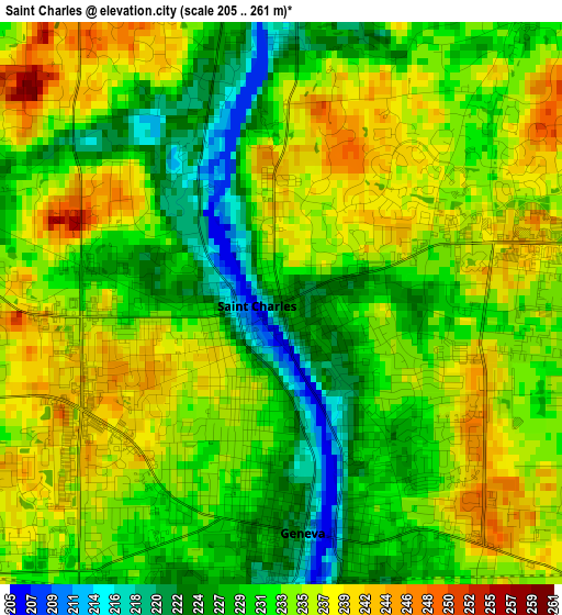 Saint Charles elevation map