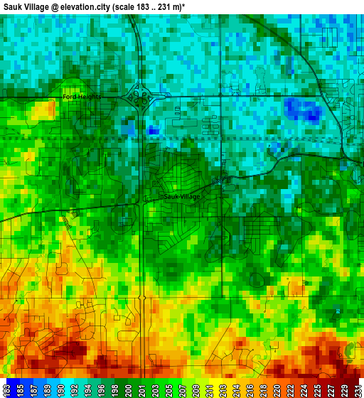 Sauk Village elevation map