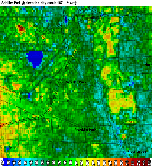 Schiller Park elevation map