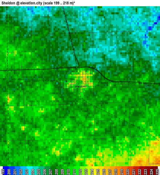 Sheldon elevation map