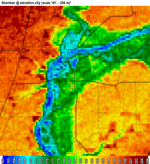 Sheridan elevation map