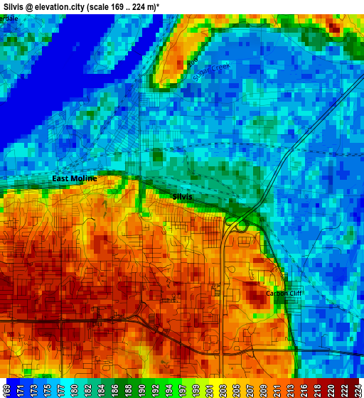 Silvis elevation map