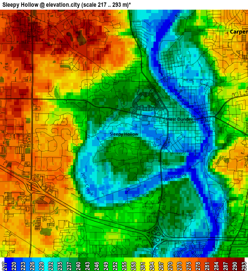 Sleepy Hollow elevation map