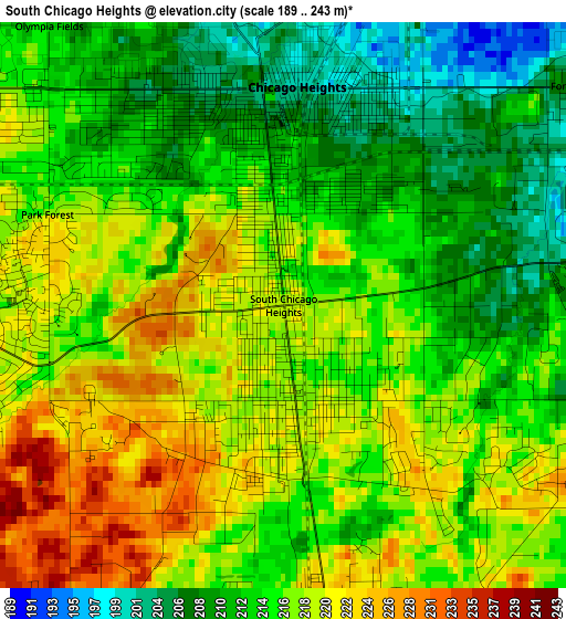 South Chicago Heights elevation map