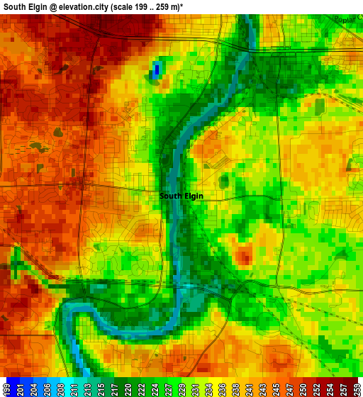 South Elgin elevation map