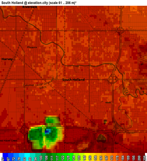 South Holland elevation map