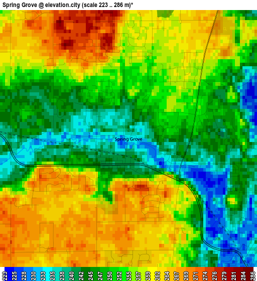 Spring Grove elevation map