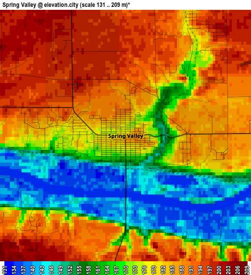 Spring Valley elevation map