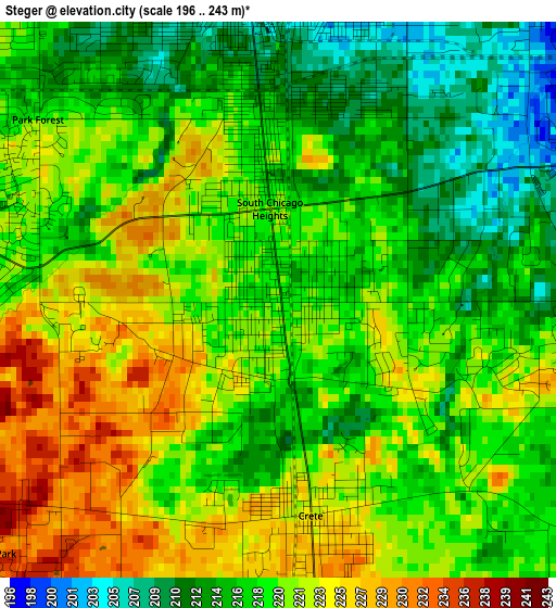 Steger elevation map