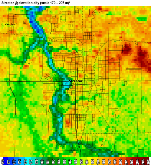 Streator elevation map