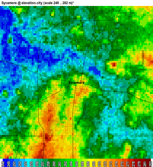 Sycamore elevation map