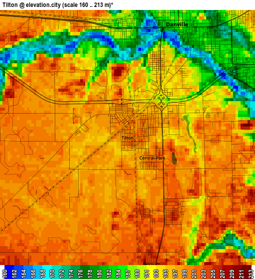 Tilton elevation map