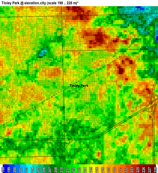 Tinley Park elevation map