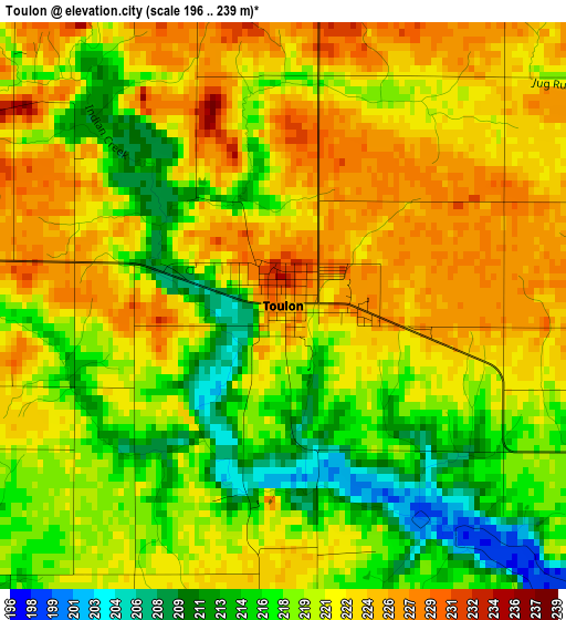 Toulon elevation map