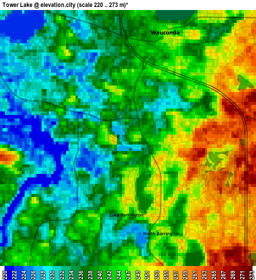 Tower Lake elevation map