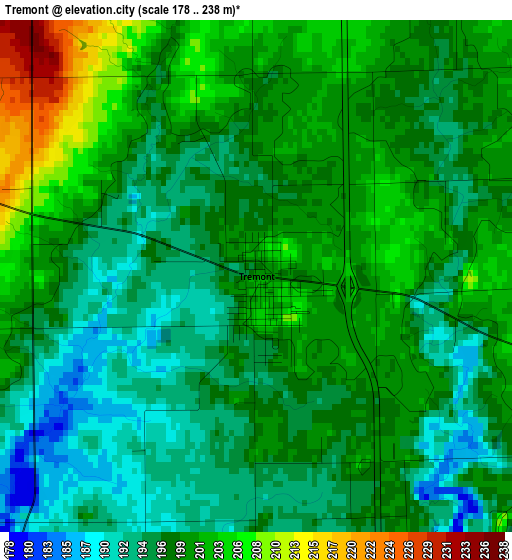 Tremont elevation map