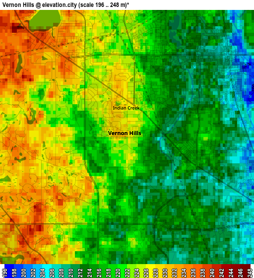 Vernon Hills elevation map