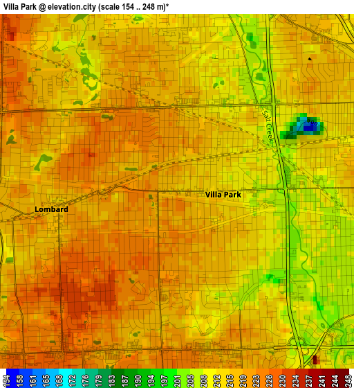 Villa Park elevation map