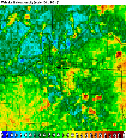 Watseka elevation map