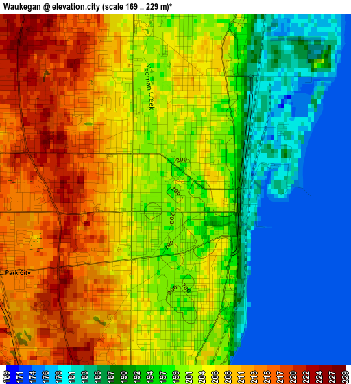 Waukegan elevation map