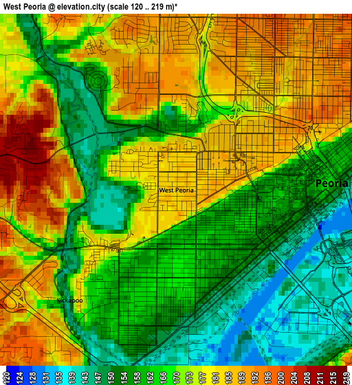 West Peoria elevation map