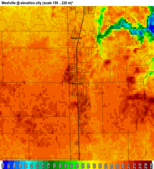 Westville elevation map