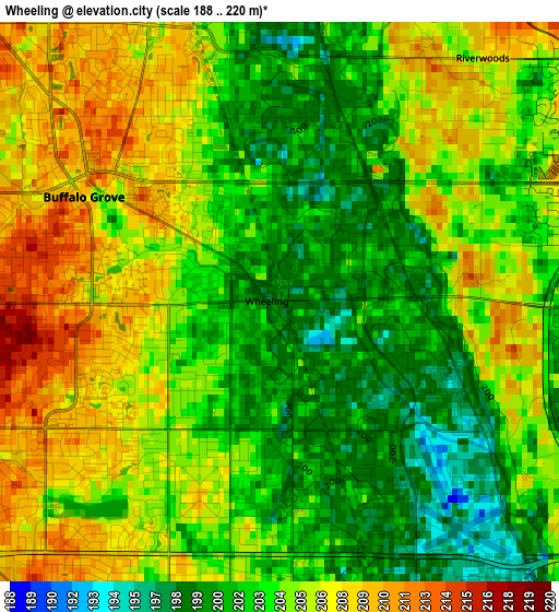 Wheeling elevation map