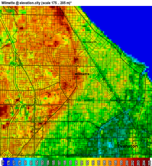 Wilmette elevation map