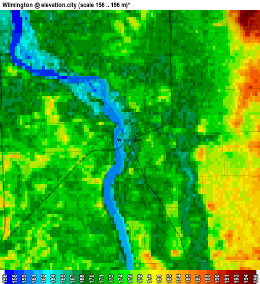 Wilmington elevation map