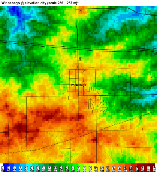 Winnebago elevation map