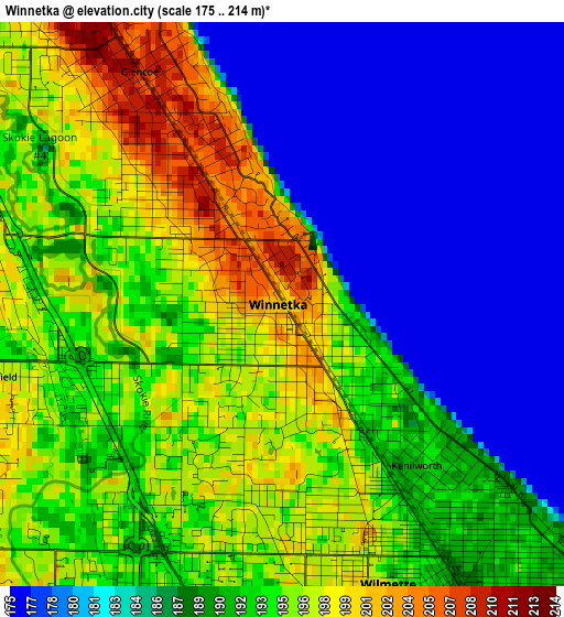 Winnetka elevation map