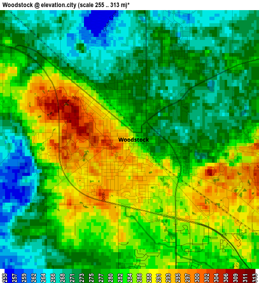 Woodstock elevation map