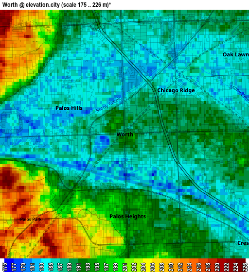 Worth elevation map