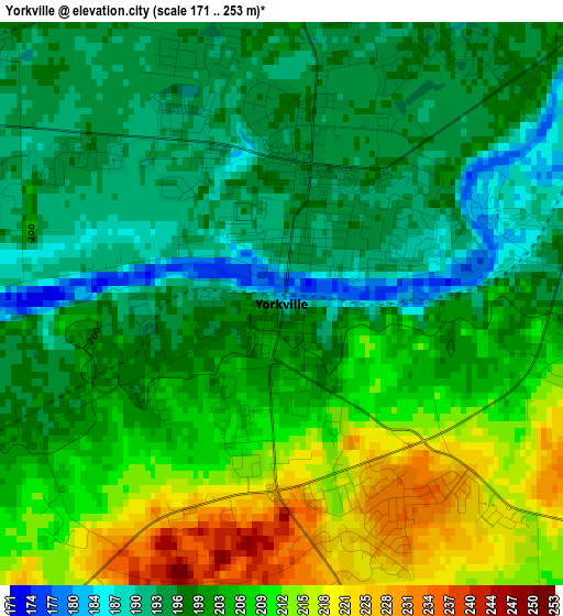 Yorkville elevation map