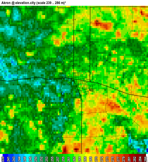 Akron elevation map