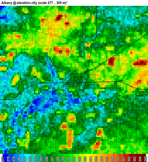 Albany elevation map