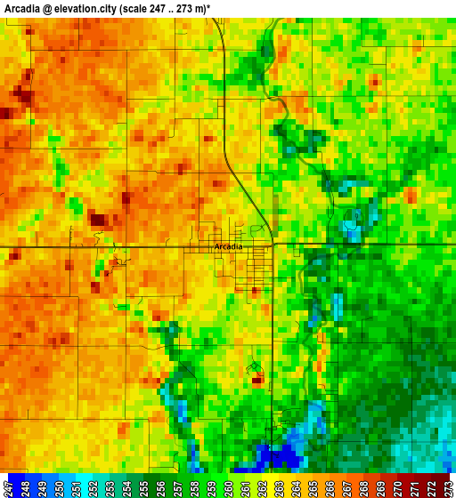 Arcadia elevation map