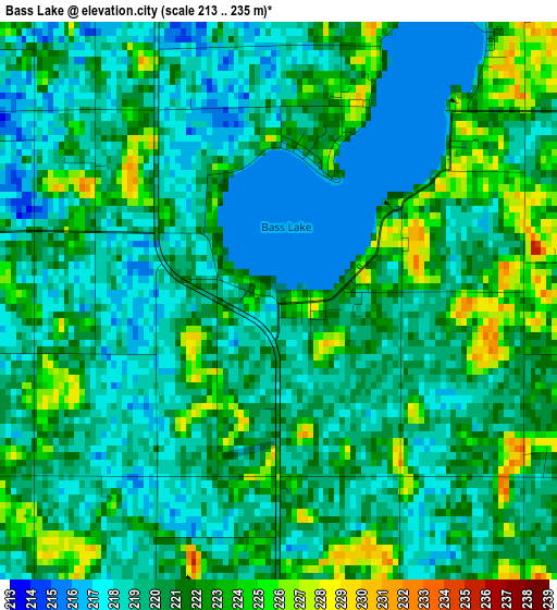 Bass Lake elevation map