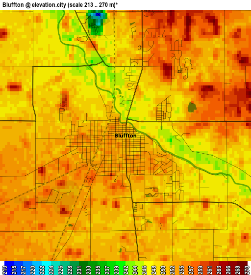 Bluffton elevation map