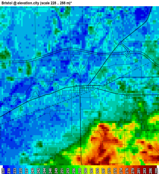 Bristol elevation map