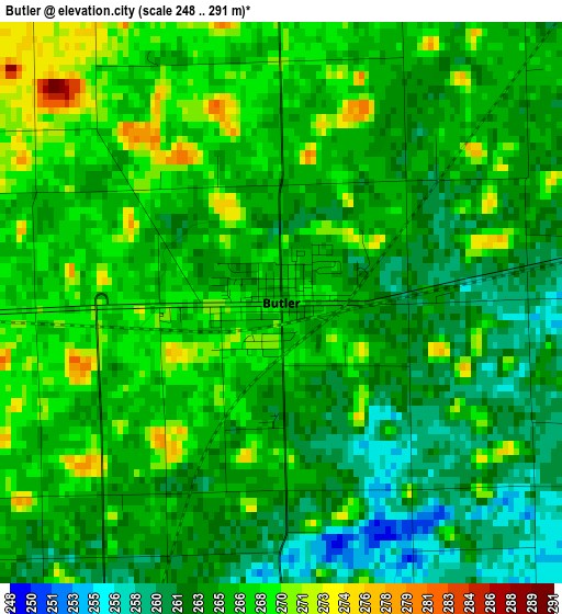 Butler elevation map