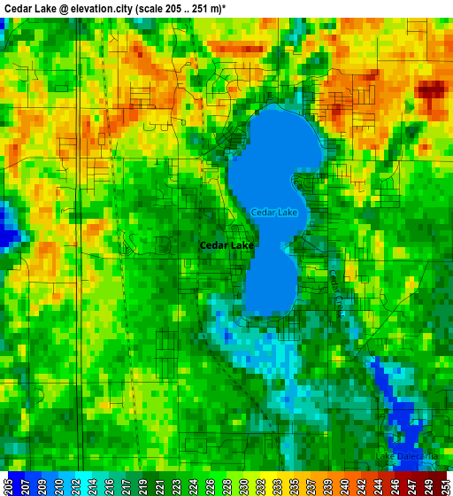 Cedar Lake elevation map