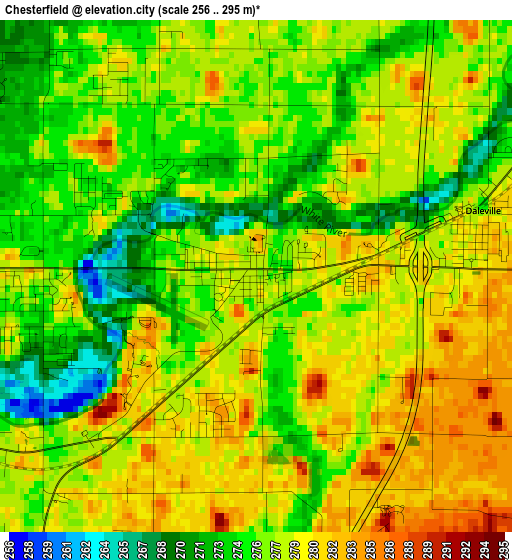 Chesterfield elevation map